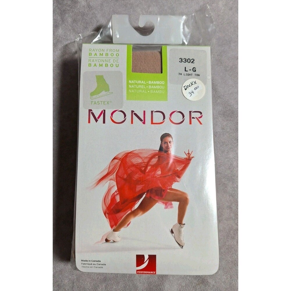 Womens Large Mondor Bamboo Rayon Cotton Ice Skating Tights Light Tan 3302 *Read*